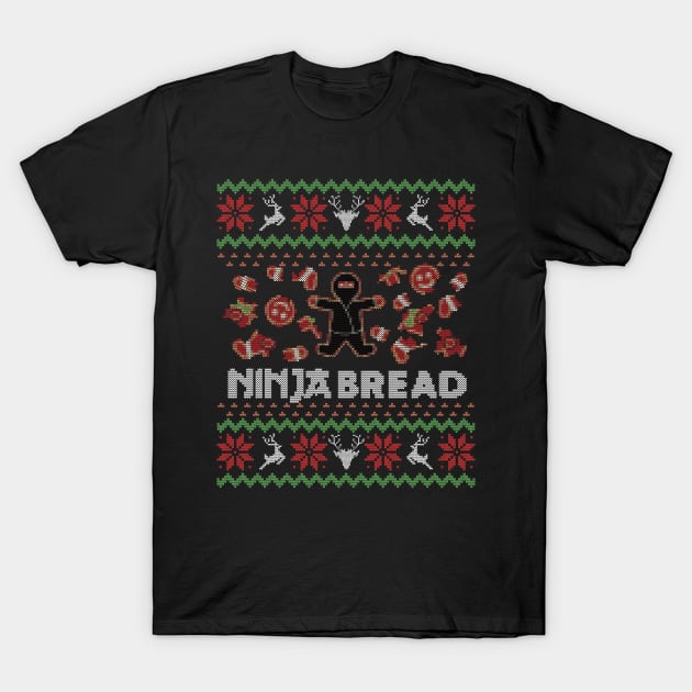 Ugly Christmas Sweater Ninja Bread Gingerbread Man T-Shirt by HolidayoftheWeek